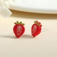 thumbnail image 3 of 12 Pairs Cute Fruits Stud Earrings Set 3D Strawberry Apple Orange Lemon Plastic Post Earrings Studs with Earring Backings for Women Sensitive Ears, 3 of 8