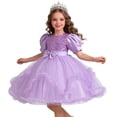 thumbnail image 2 of ITSAME Girls Formal Tutu Dresses Sequin Bow Puff Sleeve Princess Wedding Pageant Party Gown Purple Size 11-12, 2 of 9