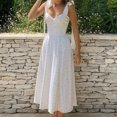 thumbnail image 1 of Vestido De Verano Vestido midi para mujer Vestido sin espalda con estampado floral plisado Vestido de tirantes con abertura alta (Blanco L) Cgtredaw Para estrenar, 1 of 1