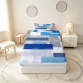 thumbnail image 4 of Manfei Abstract Ombre Rectangle Twin Sheets, Blue Black Gray Bedding, Gray Reversible 3-Piece1 Flat Sheet + 1 Fitted Sheet + 1 Pillowcase, 4 of 6