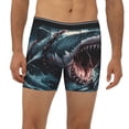 thumbnail image 2 of Cauagu Wave Chain Shark Print Men's Boxer Briefs, Funny & Cute Underwear Elastic Waistband Briefs Ideal Gift for Men,1-Pack, 2 of 7