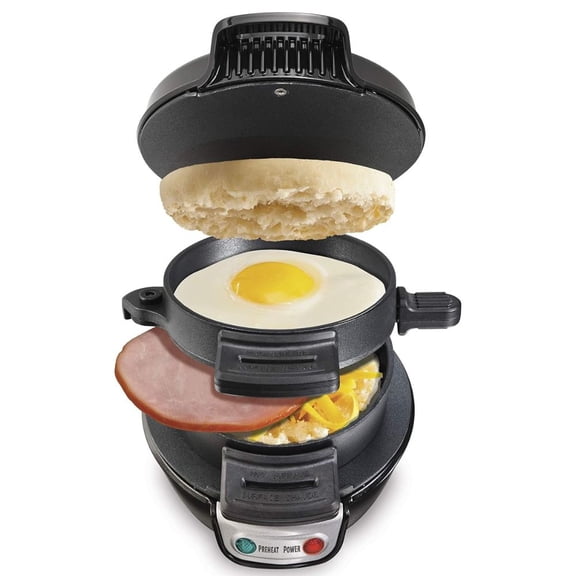 Sandwichera para Desayuno Hamilton Beach Placas Antiadherentes | Preparador de Sandwich con Huevo Libre de PFAS 600W