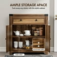 thumbnail image 5 of Farmhouse Coffee Bar Cabinet and Accent Sideboard, 30" Buffet Cabinet with Barn Door & Drawer, Wide Desktop Storage Cupboard with Adjustable Shelf for Kitchen, Entryway & Dining Room, Brown Wood Grai, 5 of 11