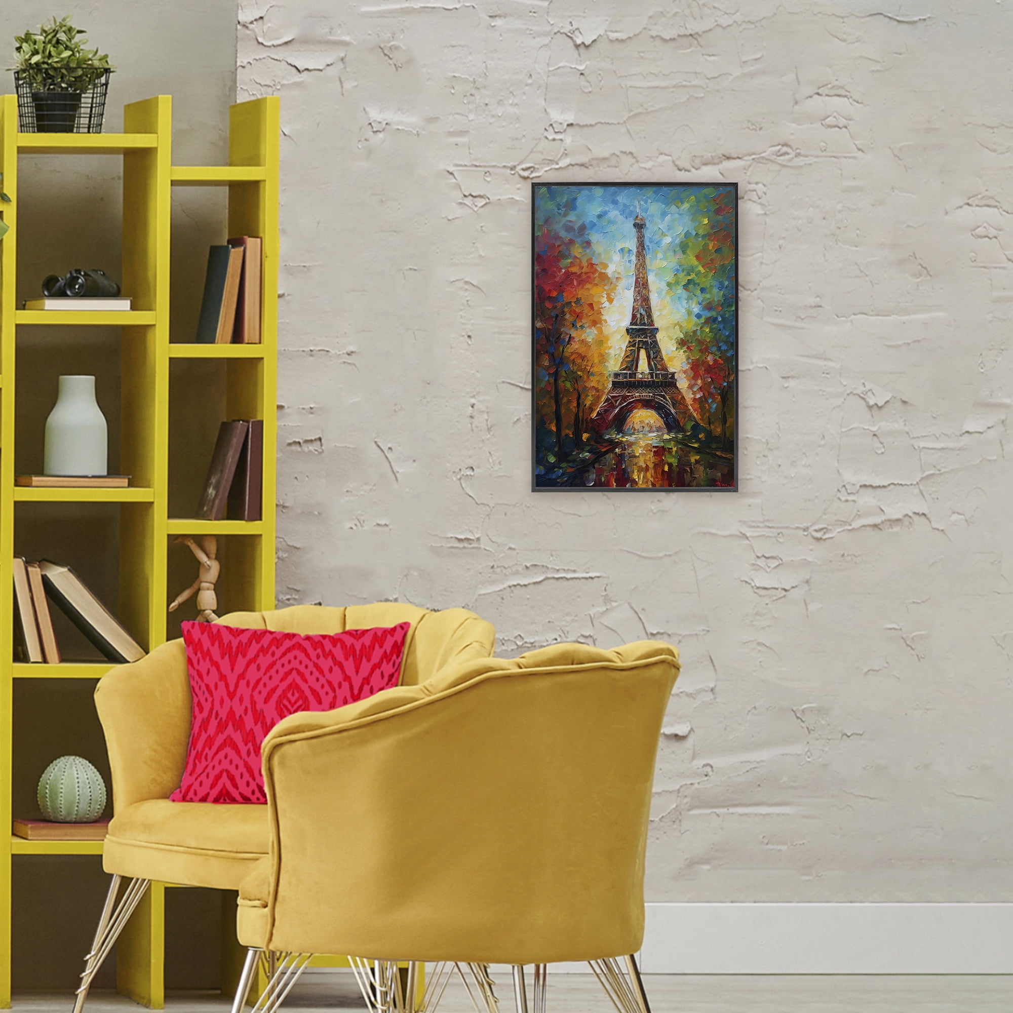 Stupell Industries Colorful Reflection at Eiffel Tower Black Framed Giclee Art, design by Creative Studio