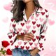 thumbnail image 1 of TaTaai Womens Long Sleeve Valentines Day Print Satin Shirt Button Down Lapel Collar Blouse Silky Loose Fit Spring Top Gift, 1 of 7