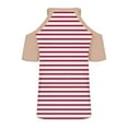 thumbnail image 5 of Lovskoo Womens Summer Tops Trendy Striped Print V-Neck Off Shoulder Casual Short Sleeved Top Shirt Pink, 5 of 6