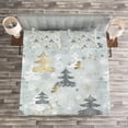 thumbnail image 2 of Ambesonne Nature Quilted Bedspread Set 3 Pcs, Retro Soft Pine Tree, Queen Size, Blue Grey and Dark Mustard, 2 of 4