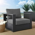 thumbnail image 2 of Lounge Chair Armchair, Grey Gray, Aluminum, Metal, Fabric, Modern Contemporary, Outdoor Patio Balcony Cafe Bistro Garden Furniture Hotel Hospitality, 2 of 8