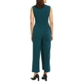 thumbnail image 5 of London Times V-neck sleeveless zipper closure pleated front straight pant scuba crepe jumpsuit, 5 of 5