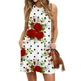 thumbnail image 2 of Eagokdc Women's Dresses Casual Floral Printed Round Neck Sleeveless Beach Mini Dress With Pocket Size S-2XL, 2 of 6