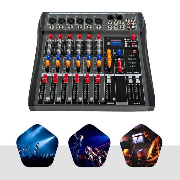 Toolven Studio Audio Mixer 6 Channel Music Bluetooth USB Digital Sound Mixer Sound Board