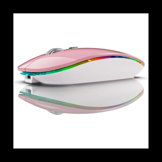 RatóN InaláMbrico BT5.1+2.4Ghz con Jiggler de RatóN, RatóN Recargable de 2.4G, Movimiento de RatóN para Computadora con USB, Rosa
