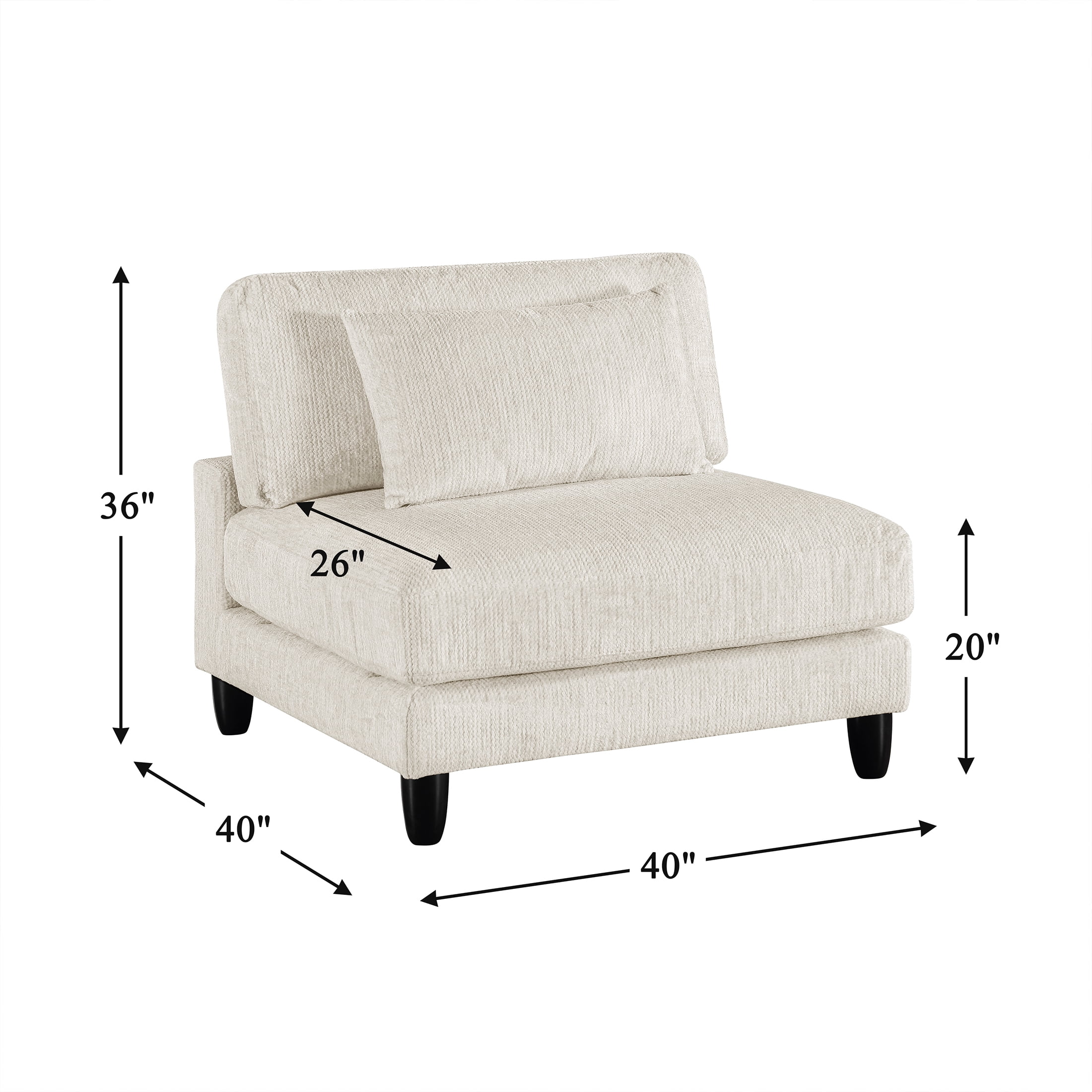 OakvillePark Caden Microfiber Armless Chair, Beige