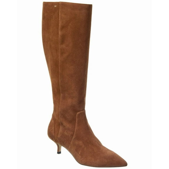 Stuart Weitzman Mara 50 Zip Suede Knee-High Boot, 8, Brown