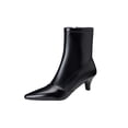 thumbnail image 2 of Nmnitkp Boots for Women - Fashionable Casual Versatile British Style, Shiny Metallic Mid Heel Pointed Toe with Side Zipper Black,42, 2 of 5