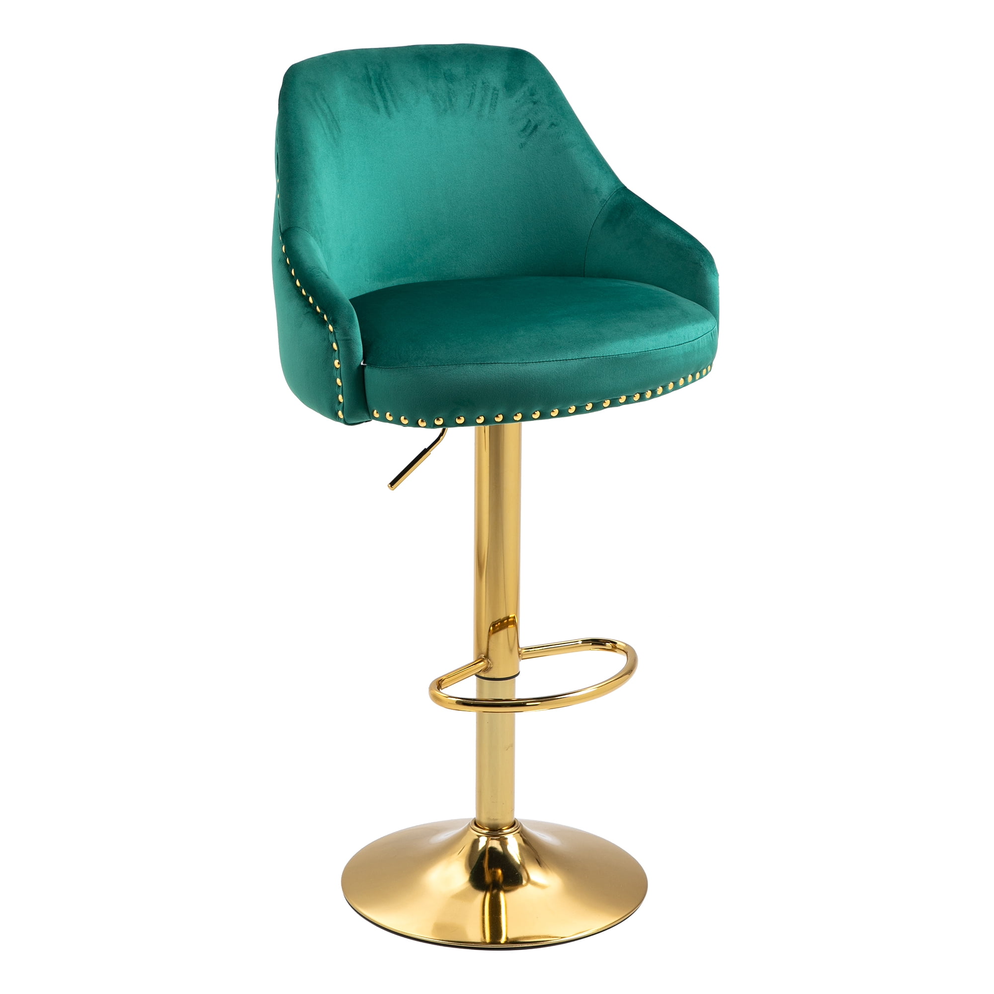 Accent Velvet Bar Stools with Back and Footrest, Counter Height Kitchen