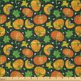 thumbnail image 2 of Ambesonne Autumn Fabric by the Yard Microfiber, Pumpkins Season Doodle Art, 10 Yards, Orange Lime Green, 2 of 2