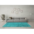 thumbnail image 3 of Ahgly Company Machine Washable Indoor Square Oriental Turquoise Blue Industrial Area Rugs, 7' Square, 3 of 4