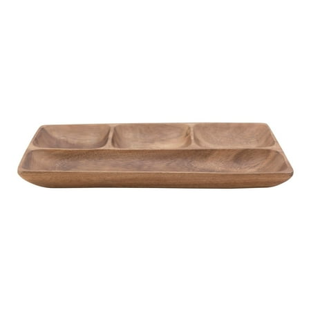 

Storied Home Hand-Carved Acacia Wood Tray w/ 4 Sections