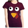 thumbnail image 1 of Shop4Ever Women's Turkey Face Thanksgiving Graphic T-Shirt XXX-Large Maroon, 1 of 5