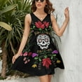 thumbnail image 3 of Sugar Skull Dress Fashion Beach Long Dresses Female Party Printed Sundress, 3 of 7