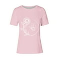 thumbnail image 4 of Tops de Ajuste Suelto para las Mujeres Sudadera Casual Impresa Manga Corta Cuello Redondo Superior, Poliéster, 4 of 4