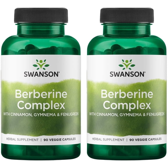 Swanson Berberine Complex with Cinnamon, Gymnema & Fenugreek - Herbal Supplement - (90 Veggie Capsules) 2 Pack