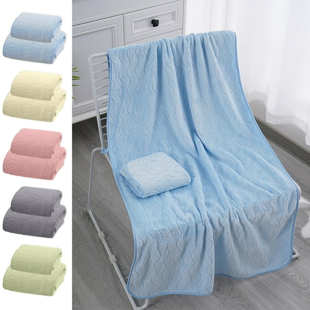 Juego de sábanas de baño sobredimensionadas de 2 toallas de microfibra extra grandes, súper blandas y absorbentes - 55x27 in - gris, rosa, verde, amarillo, azul
