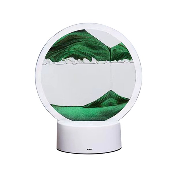 Lámpara Led De Paisaje De Arena Lámpara RGB con carga USB y luz de arena fluida 3D para adorno de mesa de dormitorio (verde)