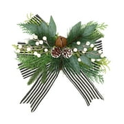 Holiday Time Black and White Striped Floral Bow