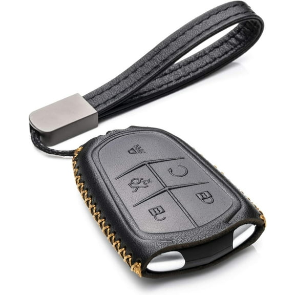 Vitodeco Genuine Leather Smart Key Fob Case - Compatible with Cadillac XT4, XT5, XT6 (2019-2026) - 5-Button, Black