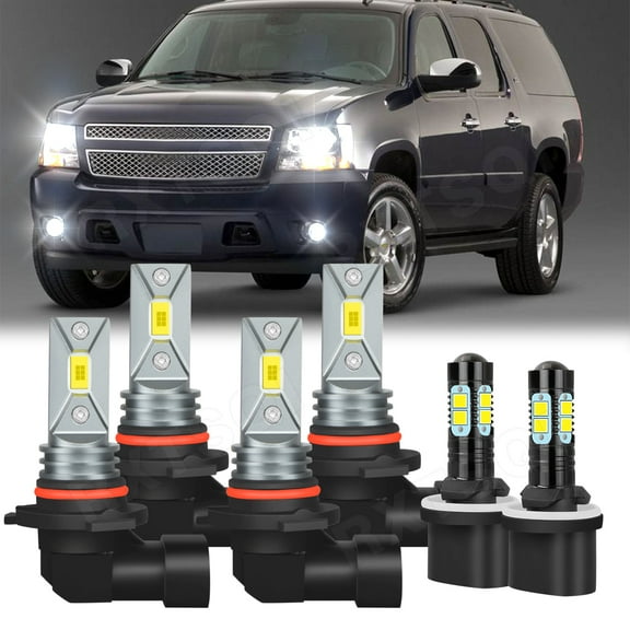 9005 9006 880 LED Headlight Fog light Bulbs Kit,for Chevy Suburban 2000-06 Tahoe 2001-06 6000K White