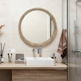 thumbnail image 6 of GDF Studio 23.62" Round Decorative Wall Mirror, Distressed Wood Beaded Frame, Farmhouse Accent Style, Natural, 6 of 8