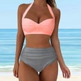 thumbnail image 2 of MKLEKYY Trajes De Baño Mujer Dos Piezas Women High Waisted Bikini Sexy Push Up Two Piece Swimsuits Vintage Swimsuit Two Piece Retro Ruched High Waist Print Bikini Set 1289, 2 of 5