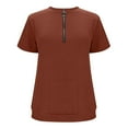 thumbnail image 4 of purcolt Women's Quarter Zip Short Sleeve Tops V Neck Ribbed Work Shirts Dressy Casual Blouses Tunic Tees, 4 of 6