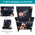 thumbnail image 4 of Stretch Blue Floral Wingback Chair Cover for Armchair Sofa, 4 of 5
