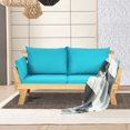 thumbnail image 4 of Costway Patio Convertible Sofa Daybed Solid Wood Adjustable Thick Cushion Turquoise, 4 of 11