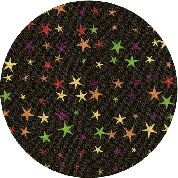 Ahgly Company Indoor Round Patterned Night Black Area Rugs, 8' Round