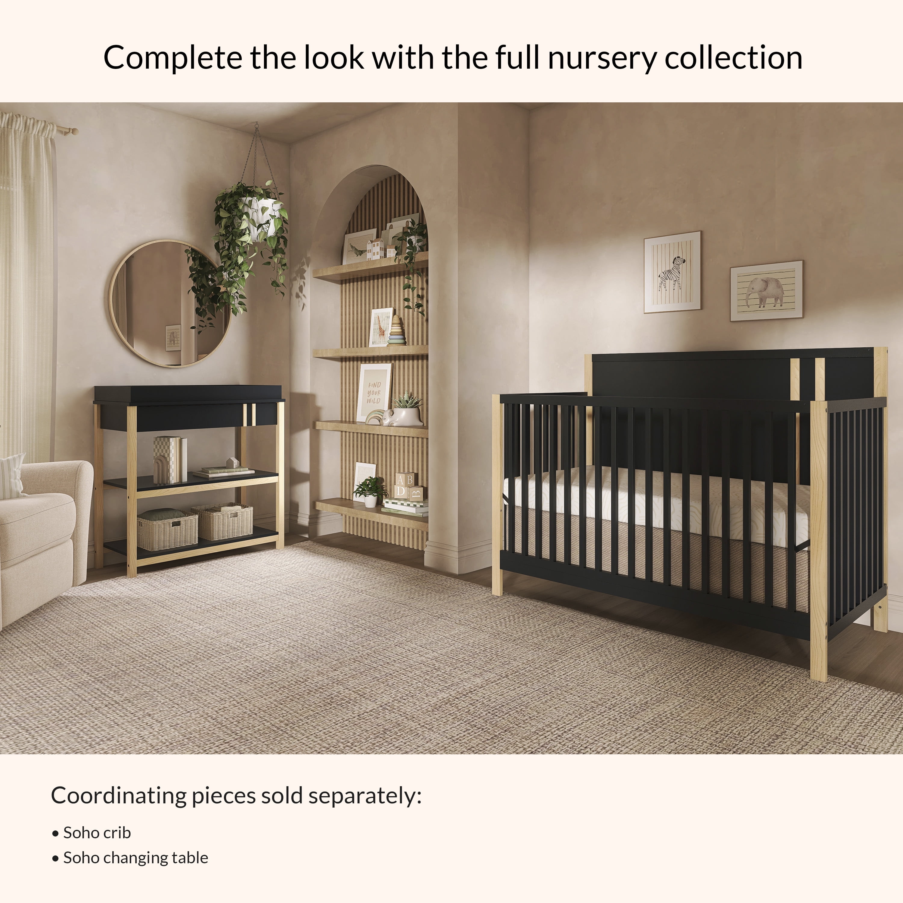 Dream On Me Soho Changing Table In Matte Black Vintage