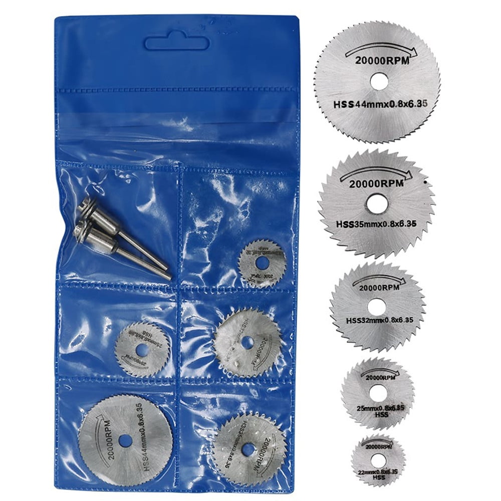 6-Piece Rotary Saw Blade Set – HSS Cutting Wheels 22-50mm, With 1/8" & 1/4" Mandrels, For Dremel & Fordom Rotary Tools