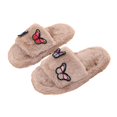 thumbnail image 2 of GPOECD Girls Slippers Kids Open Toe Cute Floral Decorated Warm Soft Non Indoor for Toddlers Multiple Colors Fuzzy Slippers Cozy Home Wear, 2 of 5