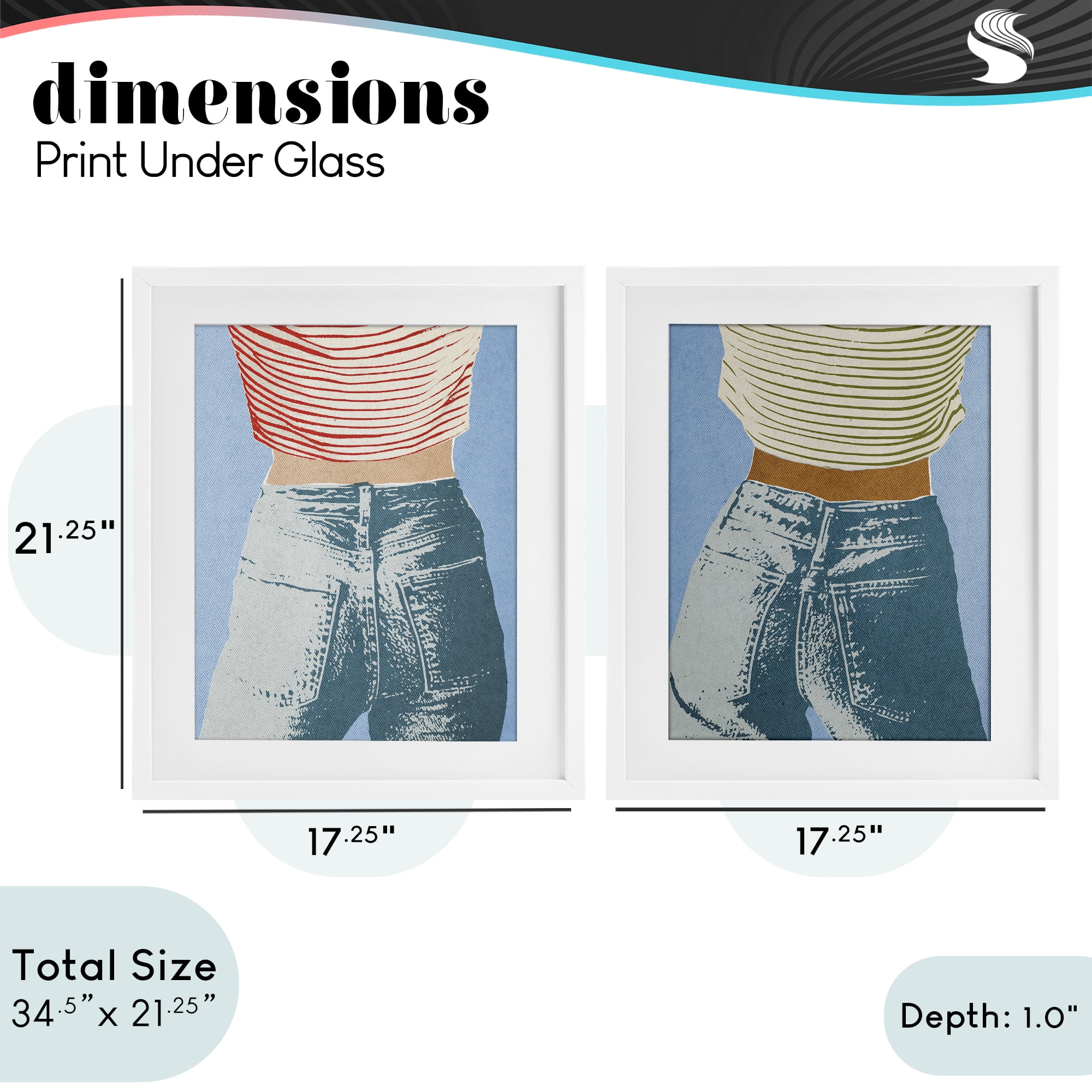 Stupell Industries Favorite Jeans with Striped Shirt 2 Piece White Framed Print Under Glass Set, design by Victoria Barnes