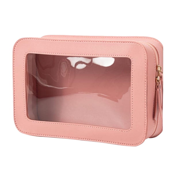 Bolsa de maquillaje Strade Fareast Limited multiusos con ventana transparente rosa