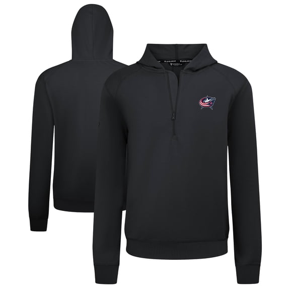 Men's Levelwear Black Columbus Blue Jackets Technic Quarter-Zip Pullover Hoodie