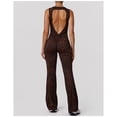 thumbnail image 3 of Top-kevin Women's Cheetah Print Work Out Sets Yoga Jumpsuit Criss Cross Sleeveless Workout Clothes Flared Pants Jumpsuits, 3 of 6