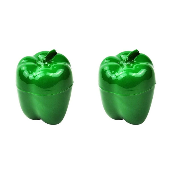 Matsuzay Caja de almacenamiento de alimentos en forma de vegetales Recipiente de frutas de mantenimiento fresco reutilizable de plástico Conservador de Pimiento verde 9.5x9.8x11.5cm 2piezas Matsuzay CBP032407