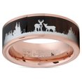thumbnail image 5 of Men's Rose Goldtone Tungsten Hunting Ring Wedding Band Wood Inlay Deer Stag Silhouette 8, 5 of 5