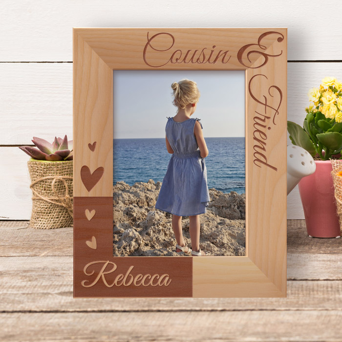Cousin & Friend Personalized Wooden Frame 5" x 7" Brown (Vertical