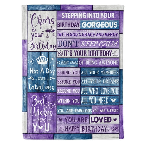 Funnil Birthday Gifts for Women, Unique Happy Birthday Gifts for Her,Best Birthday Gift Ideas, Happy Birthday Decorations Throw Blanket 50"x60" Purple