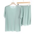 thumbnail image 4 of ZVNAΖH Pajama Sets Men, Men's Casual Solid Super Soft Comfty Sleepwear Set Crew Neck Short Sleeve Tops and Shorts 2 Piece, 4 of 4